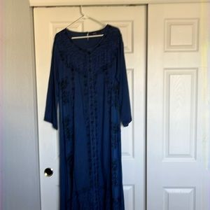 Amanda’s Collection blue multi-color embroidered dress.